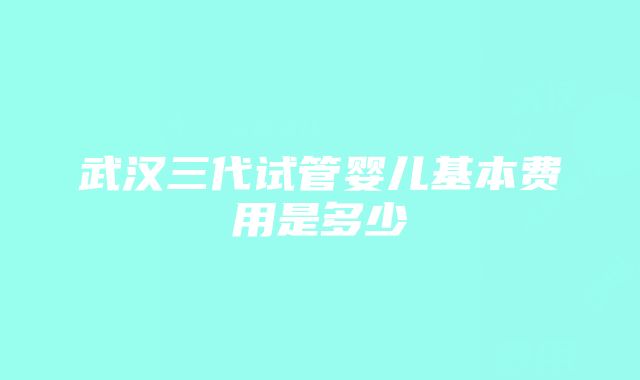 武汉三代试管婴儿基本费用是多少