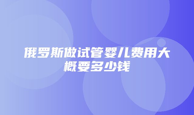 俄罗斯做试管婴儿费用大概要多少钱