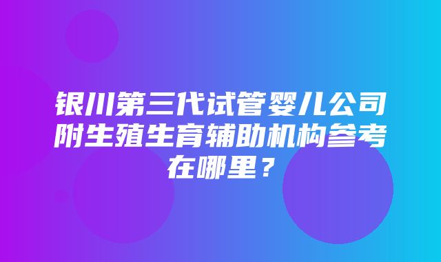 银川第三代试管婴儿公司附生殖生育辅助机构参考在哪里？