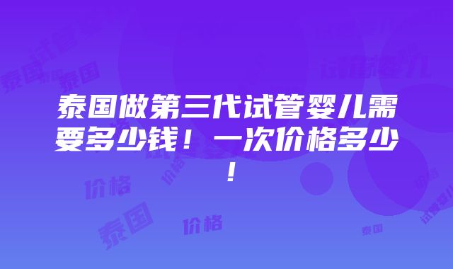 泰国做第三代试管婴儿需要多少钱！一次价格多少！