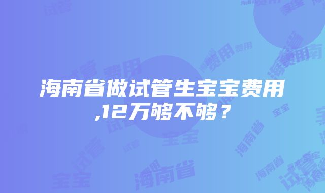 海南省做试管生宝宝费用,12万够不够？