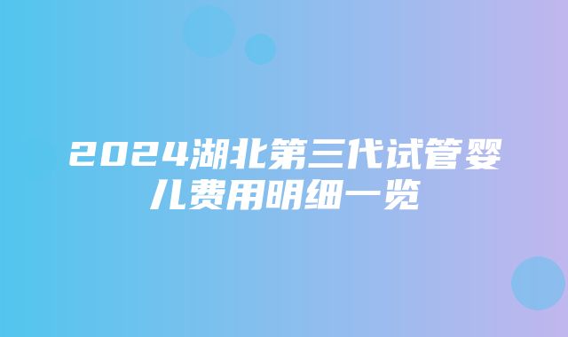 2024湖北第三代试管婴儿费用明细一览