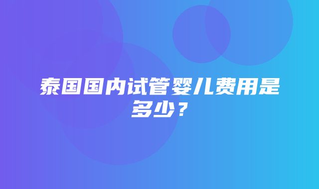 泰国国内试管婴儿费用是多少？