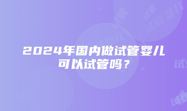 2024年国内做试管婴儿可以试管吗？