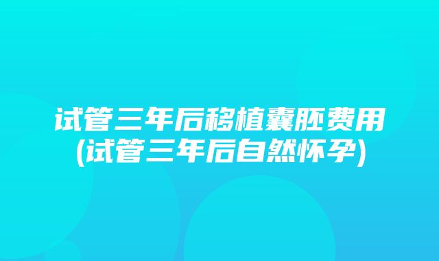 试管三年后移植囊胚费用(试管三年后自然怀孕)