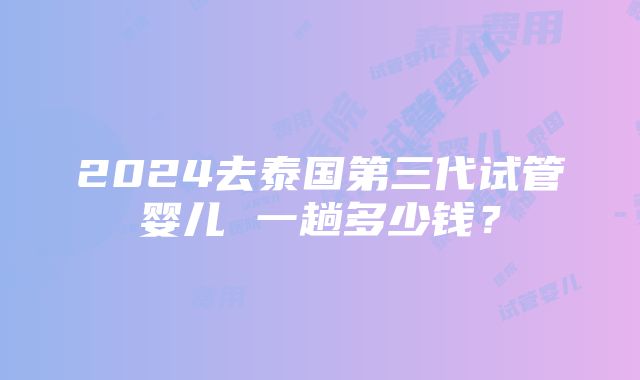 2024去泰国第三代试管婴儿 一趟多少钱？