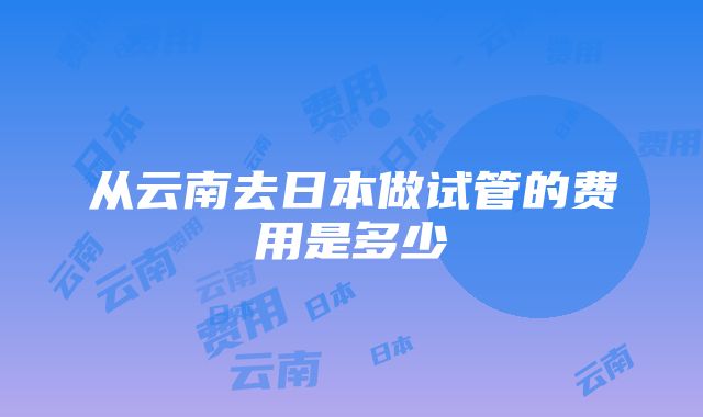 从云南去日本做试管的费用是多少