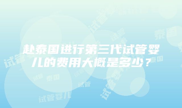 赴泰国进行第三代试管婴儿的费用大概是多少？