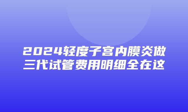 2024轻度子宫内膜炎做三代试管费用明细全在这