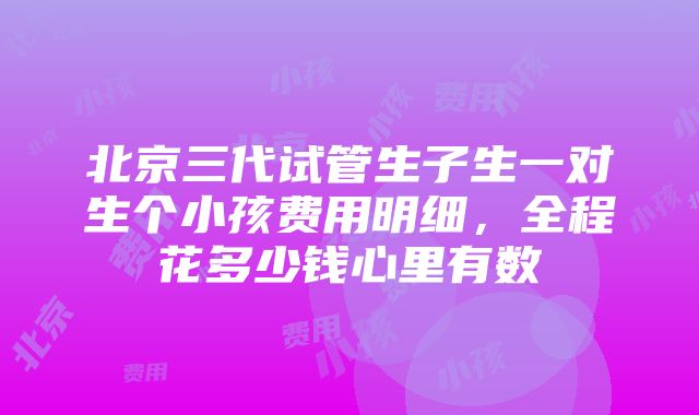 北京三代试管生子生一对生个小孩费用明细，全程花多少钱心里有数