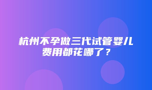 杭州不孕做三代试管婴儿费用都花哪了？