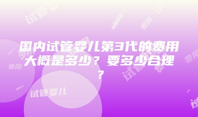 国内试管婴儿第3代的费用大概是多少？要多少合理？