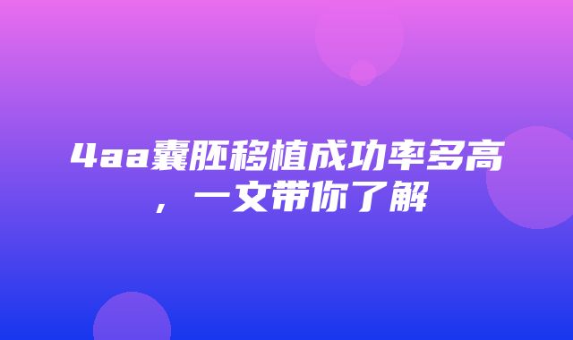 4aa囊胚移植成功率多高，一文带你了解