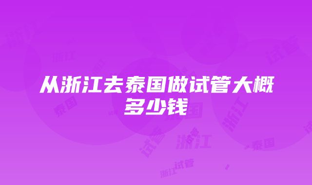 从浙江去泰国做试管大概多少钱