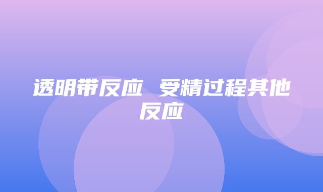 透明带反应 受精过程其他反应