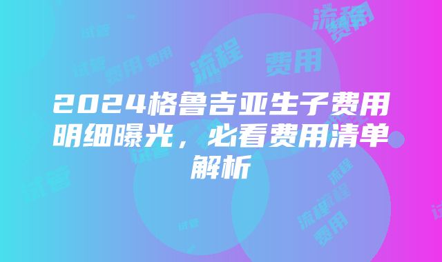 2024格鲁吉亚生子费用明细曝光，必看费用清单解析