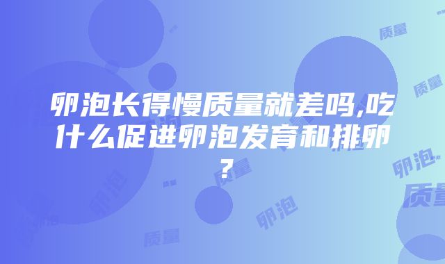 卵泡长得慢质量就差吗,吃什么促进卵泡发育和排卵？