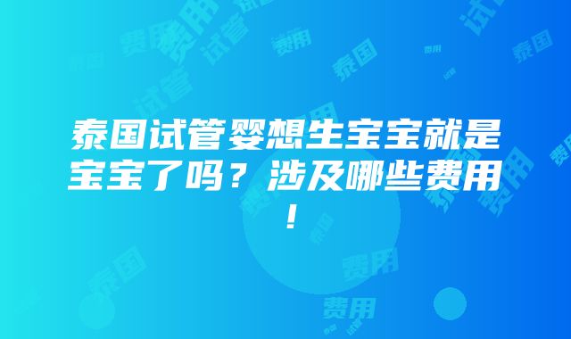 泰国试管婴想生宝宝就是宝宝了吗？涉及哪些费用！