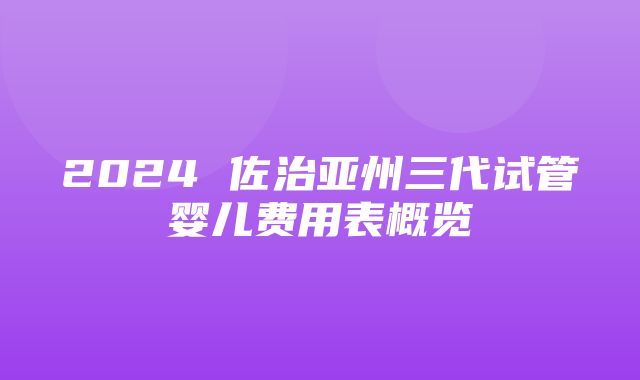 2024 佐治亚州三代试管婴儿费用表概览