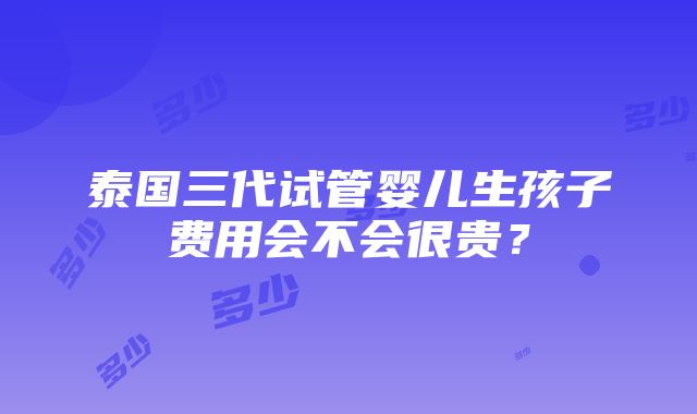 泰国三代试管婴儿生孩子费用会不会很贵？