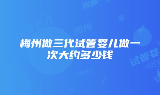 梅州做三代试管婴儿做一次大约多少钱