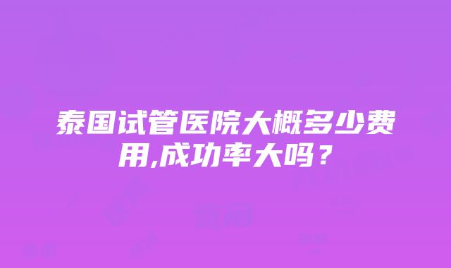 泰国试管医院大概多少费用,成功率大吗？