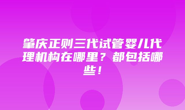 肇庆正则三代试管婴儿代理机构在哪里？都包括哪些！