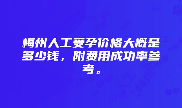 梅州人工受孕价格大概是多少钱，附费用成功率参考。