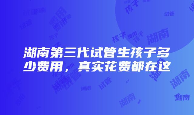 湖南第三代试管生孩子多少费用，真实花费都在这