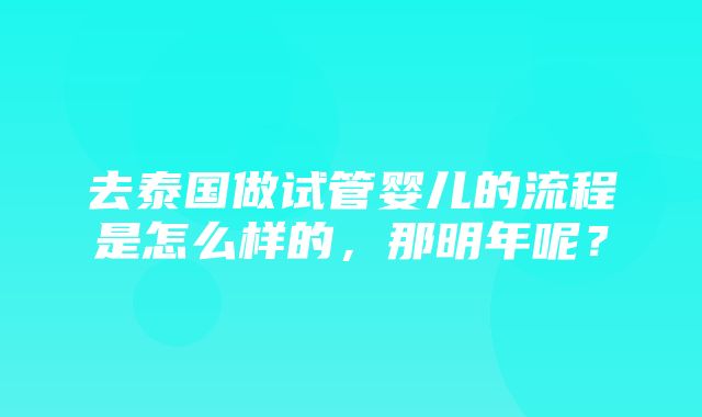 去泰国做试管婴儿的流程是怎么样的，那明年呢？