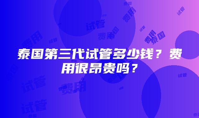 泰国第三代试管多少钱？费用很昂贵吗？