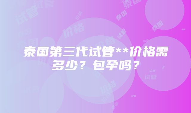 泰国第三代试管**价格需多少？包孕吗？