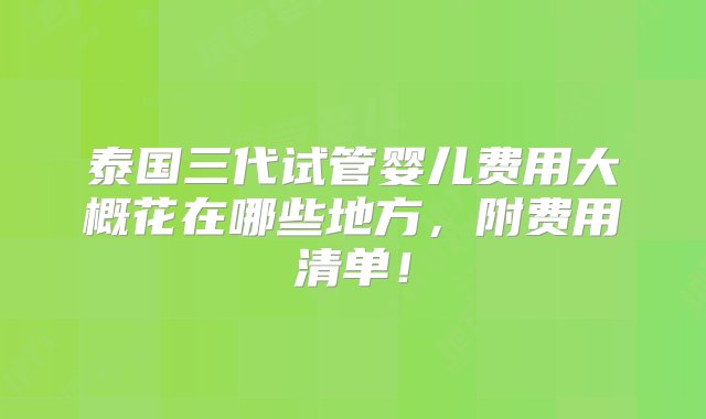 泰国三代试管婴儿费用大概花在哪些地方，附费用清单！