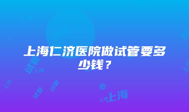 上海仁济医院做试管要多少钱？