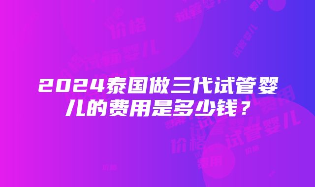 2024泰国做三代试管婴儿的费用是多少钱？