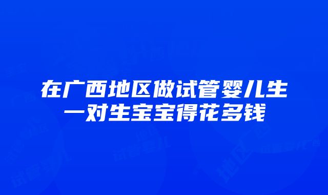 在广西地区做试管婴儿生一对生宝宝得花多钱