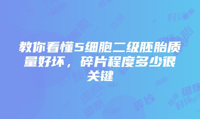 教你看懂5细胞二级胚胎质量好坏，碎片程度多少很关键