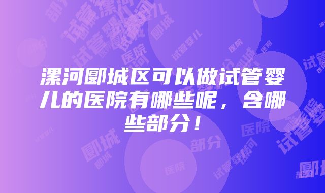 漯河郾城区可以做试管婴儿的医院有哪些呢，含哪些部分！