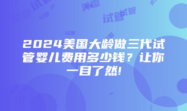 2024美国大龄做三代试管婴儿费用多少钱？让你一目了然!