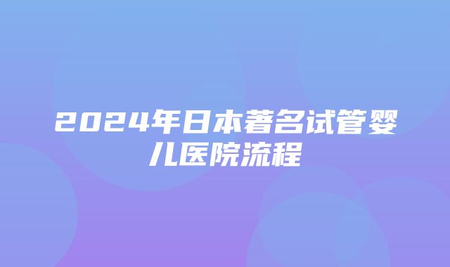 2024年日本著名试管婴儿医院流程