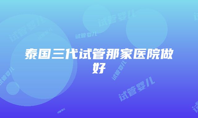 泰国三代试管那家医院做好