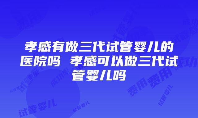 孝感有做三代试管婴儿的医院吗 孝感可以做三代试管婴儿吗