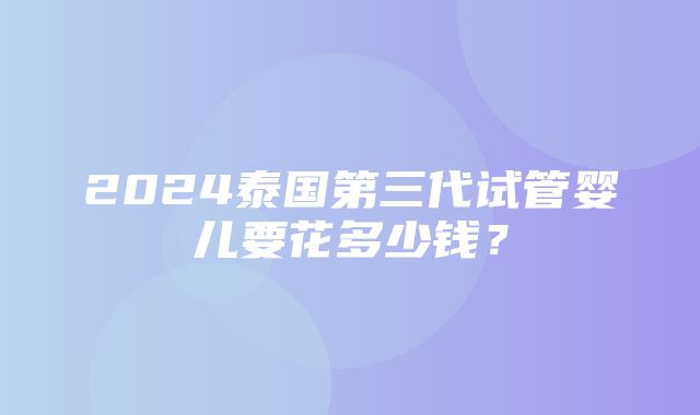 2024泰国第三代试管婴儿要花多少钱？