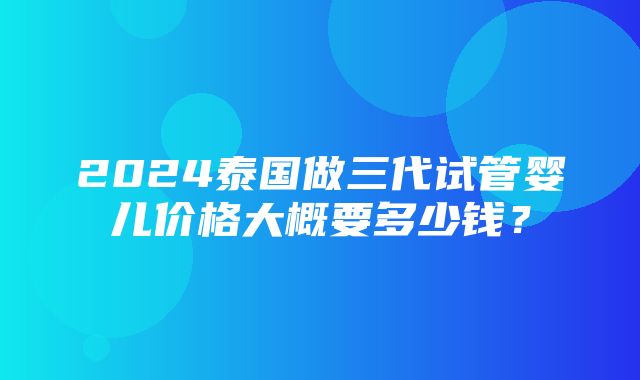 2024泰国做三代试管婴儿价格大概要多少钱？