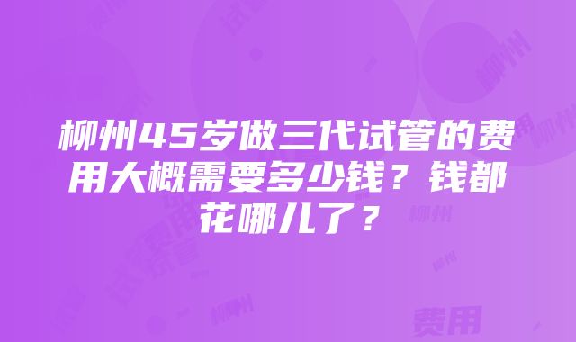 柳州45岁做三代试管的费用大概需要多少钱？钱都花哪儿了？