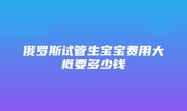 俄罗斯试管生宝宝费用大概要多少钱