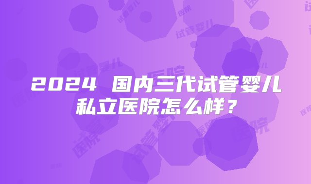 2024 国内三代试管婴儿私立医院怎么样？