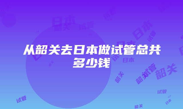 从韶关去日本做试管总共多少钱