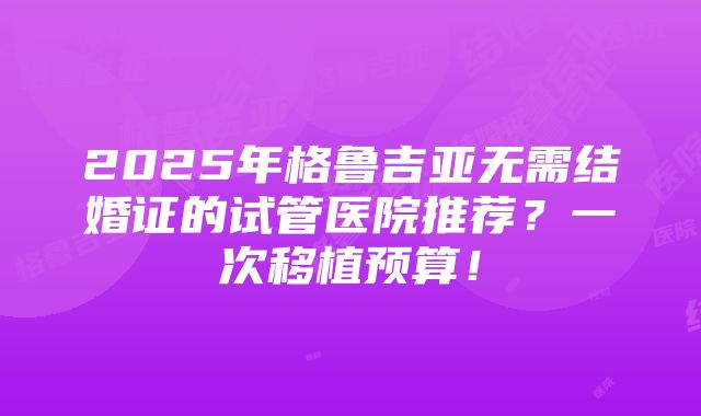 2025年格鲁吉亚无需结婚证的试管医院推荐？一次移植预算！