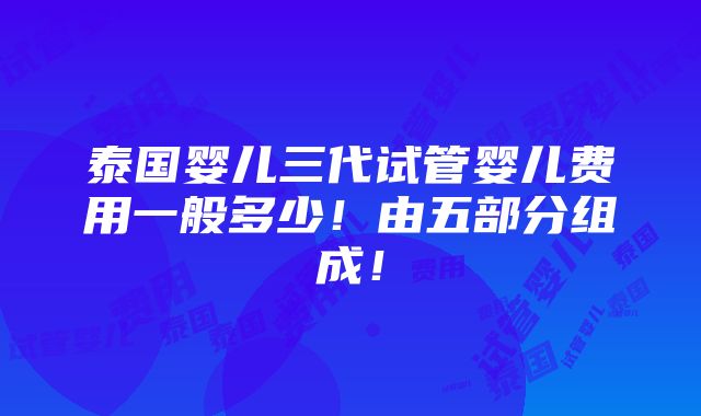 泰国婴儿三代试管婴儿费用一般多少！由五部分组成！